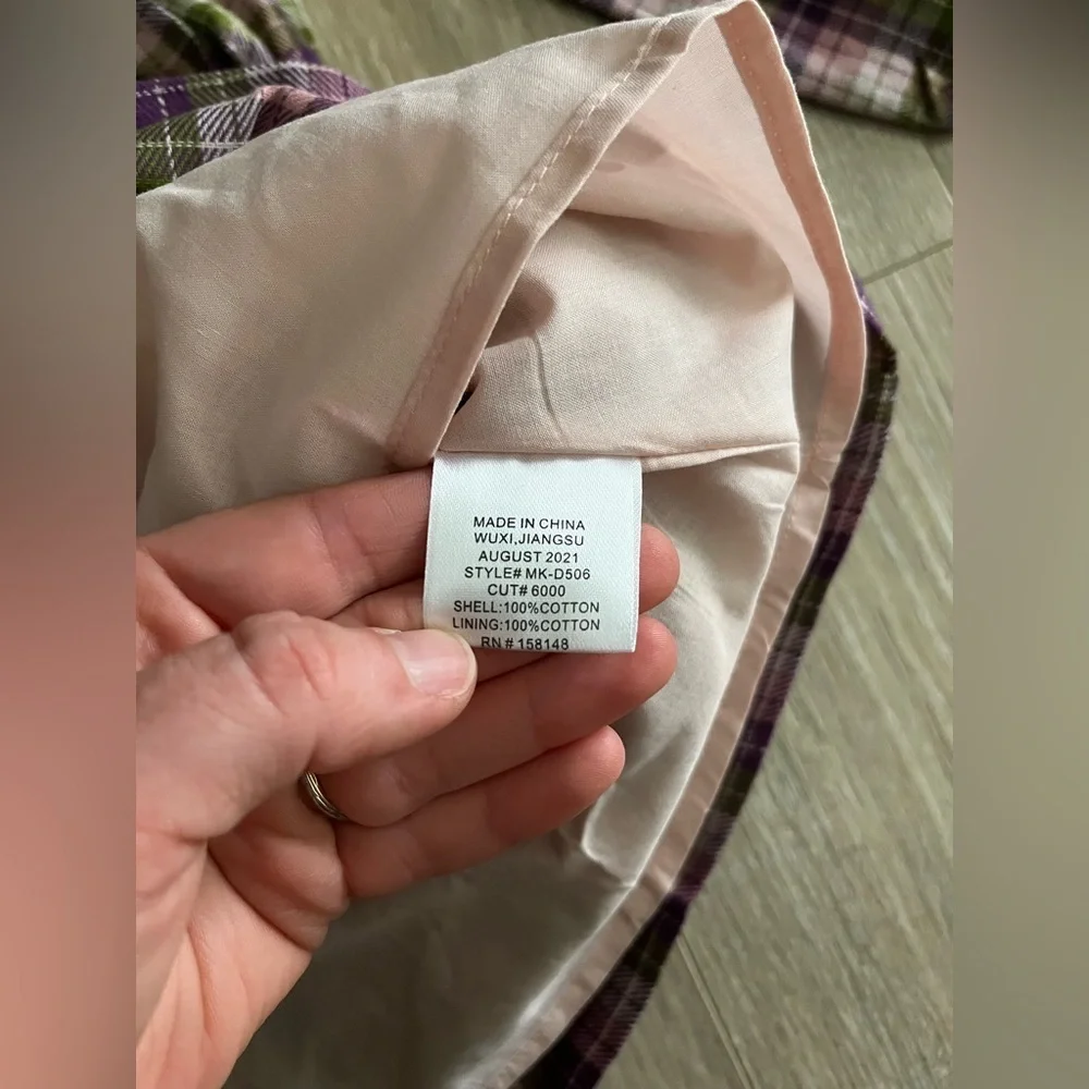 NWT Maison Me Girls Purple, Pink, and Green Plaid Flannel Dress - Size 8 - Picture 5 of 7